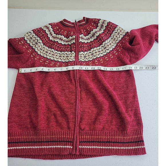 Heirloom Collectibles Red Nordic Full Zip Mock Neck Sweater Women's Size Small - Picture 4 of 9